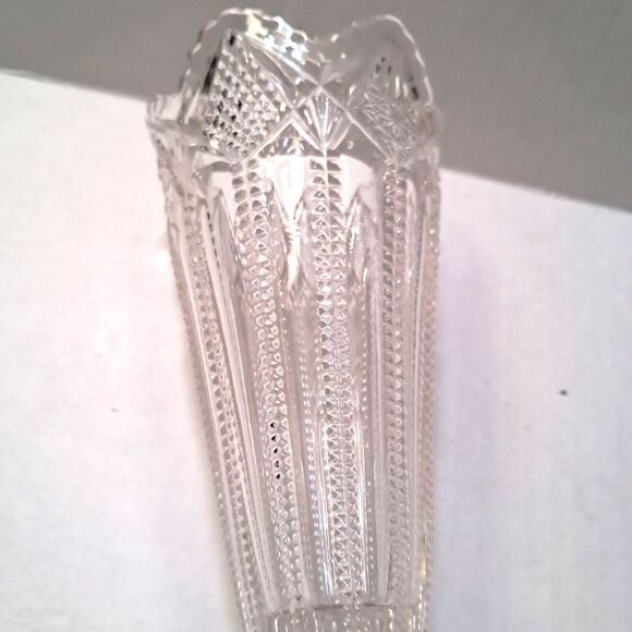Clear Cut Glass Trumpet Footed Bud Vase 8.5" - Picture 3 of 13